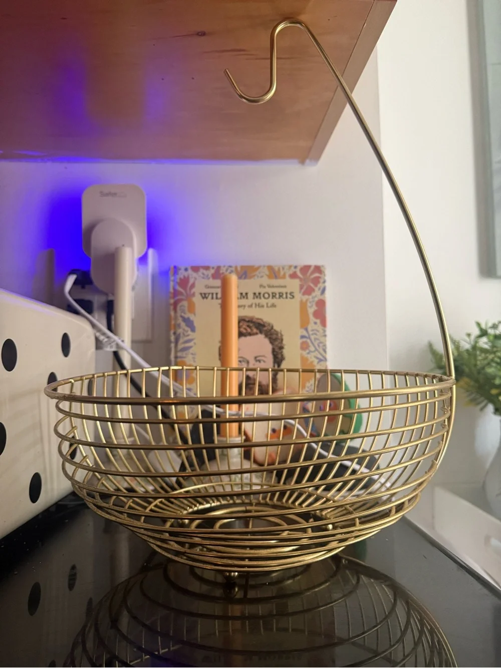 Home Basics Gold Wire Fruit Basket with Banana Hanger